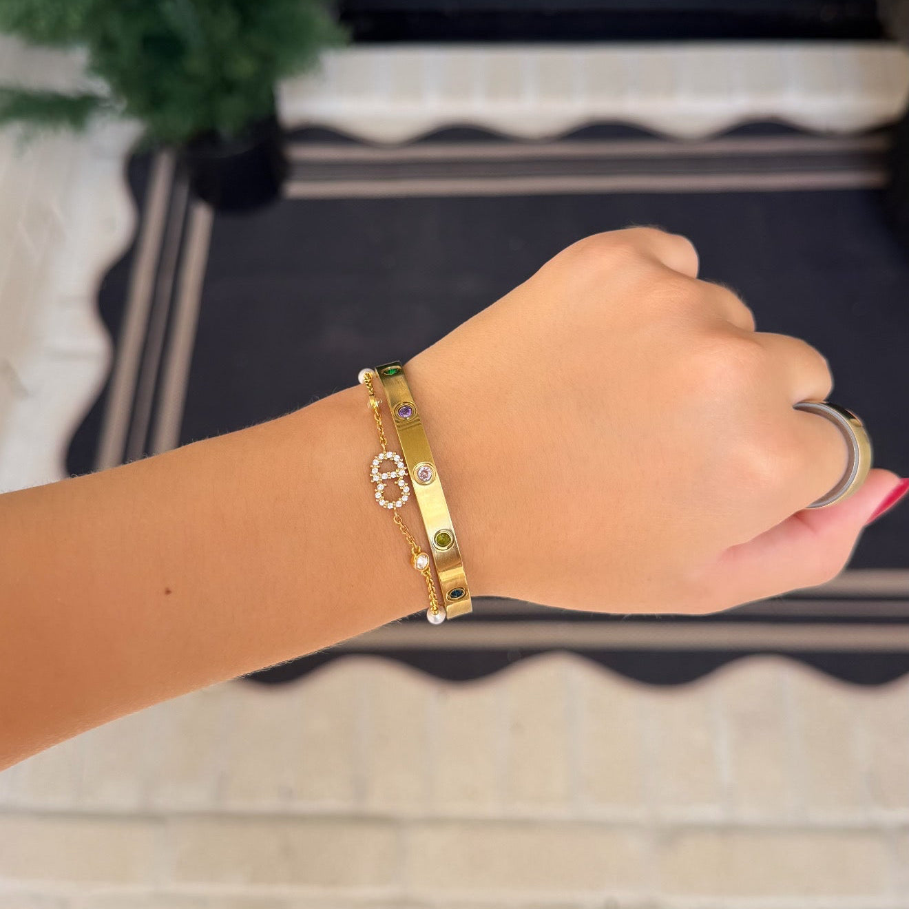 Rainbow Gem Cuff Bangle