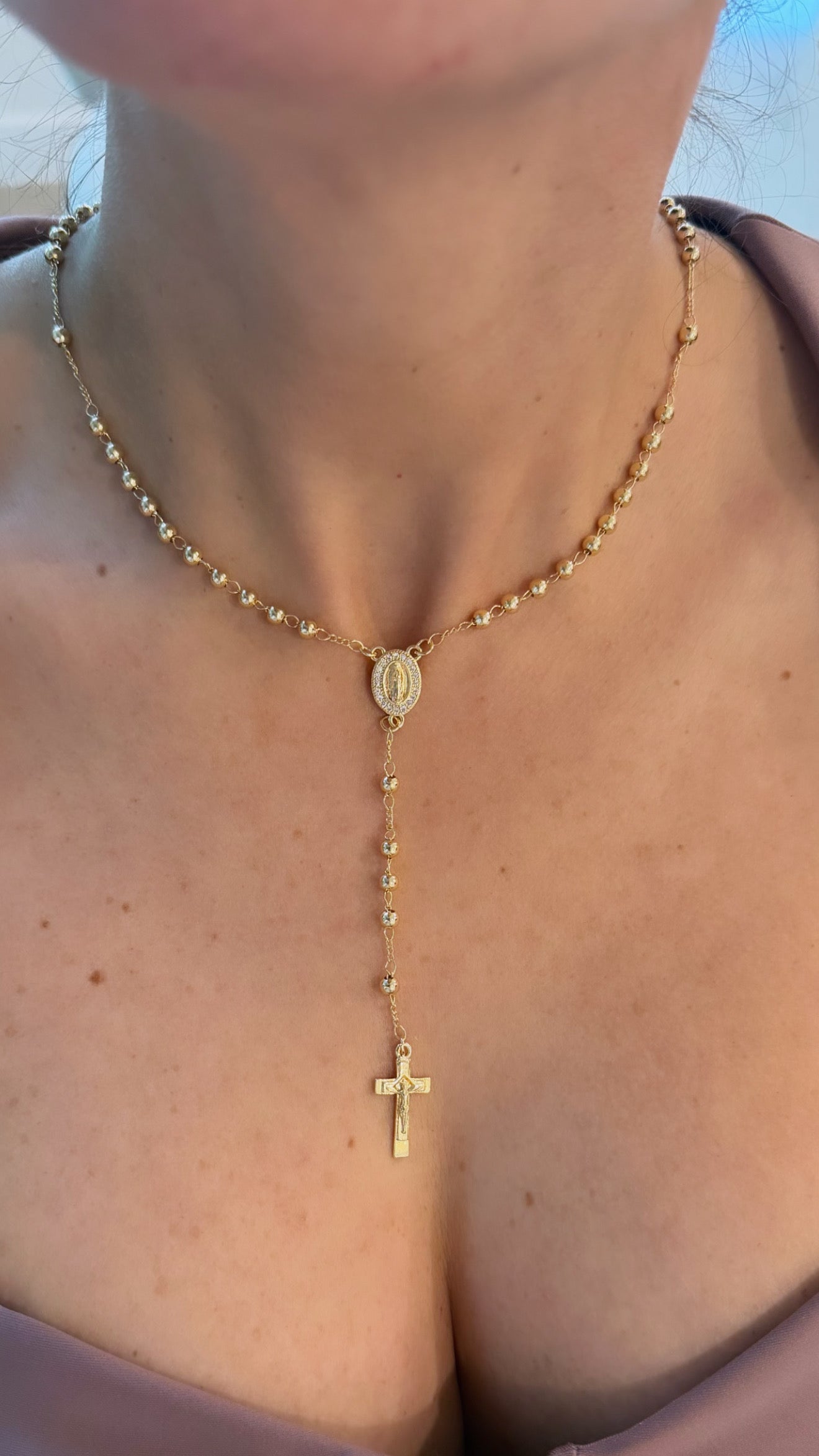 Golden Grace Rosary Necklace