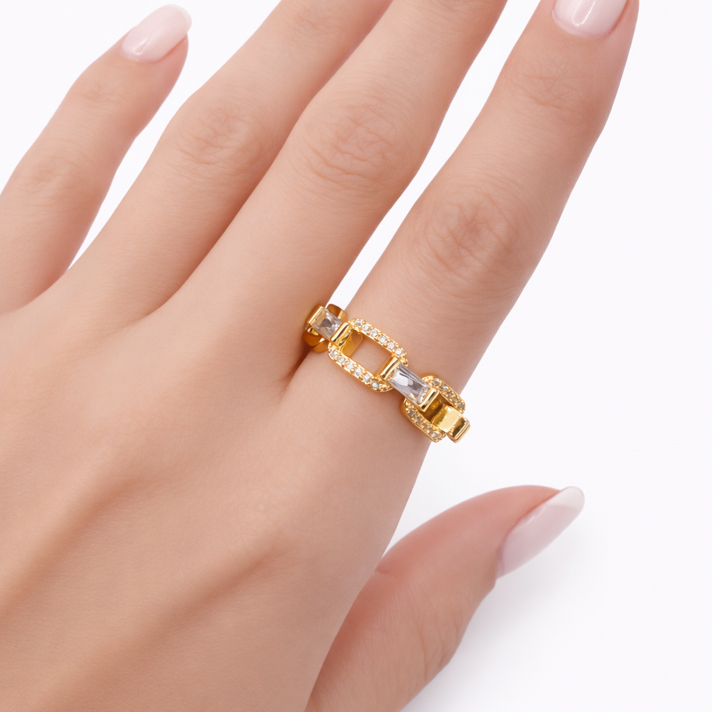 Diamond Chain Gold Ring