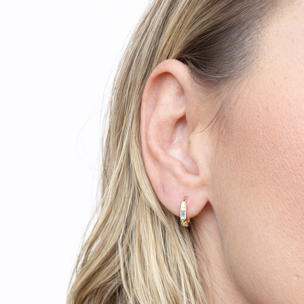 Mini Diamond Hoop Gold Earrings