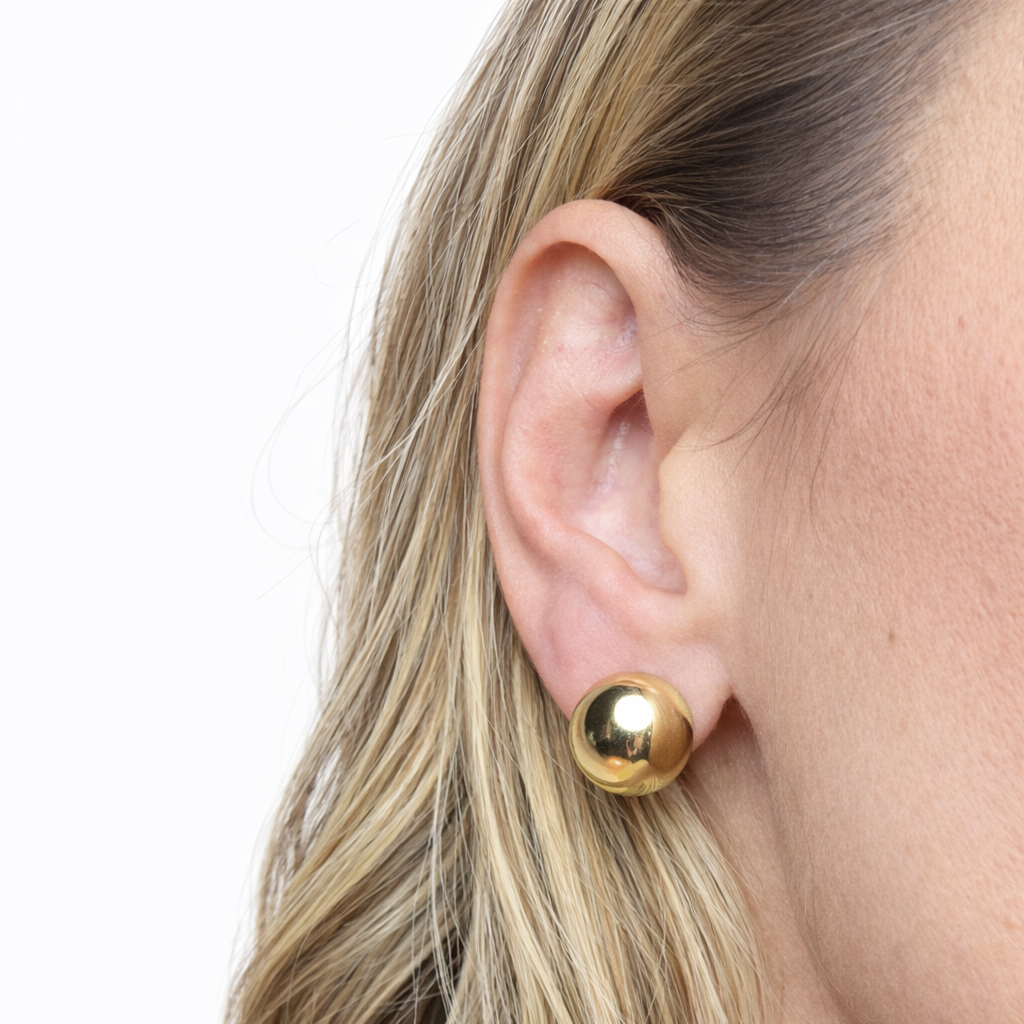 Classic Dome Stud  Gold Earrings