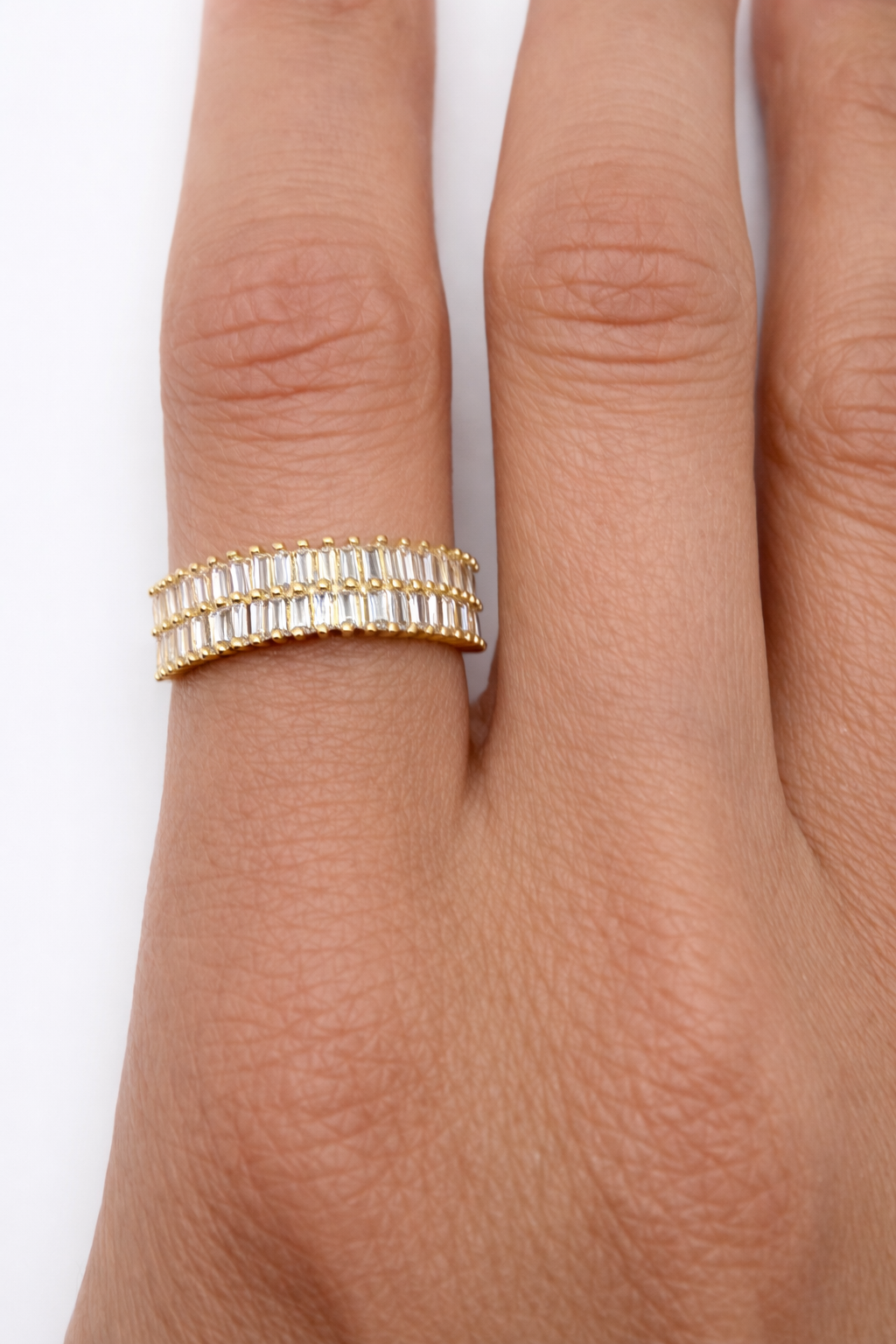 Double Baguette Band Gold Ring