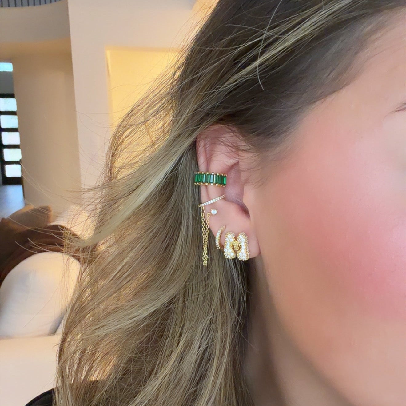 Emerald Baguette Ear Cuff