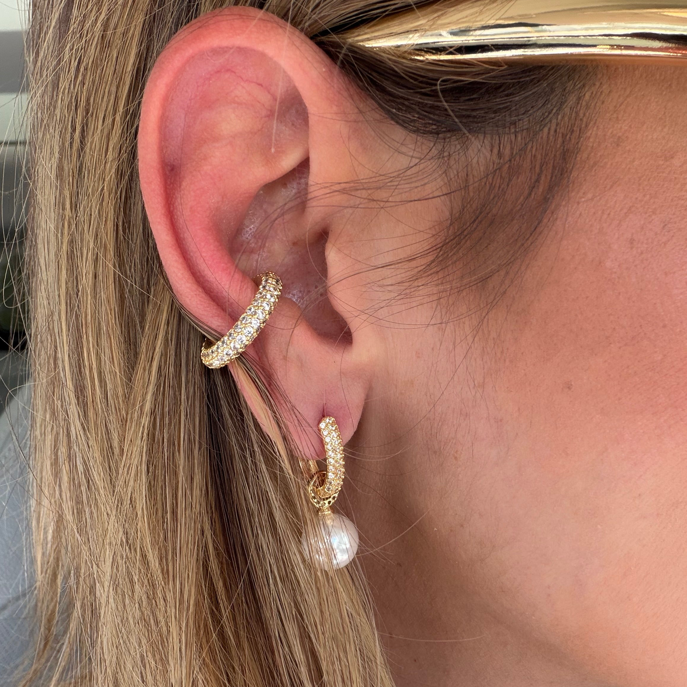 Pearl Glow Zircon Hoops