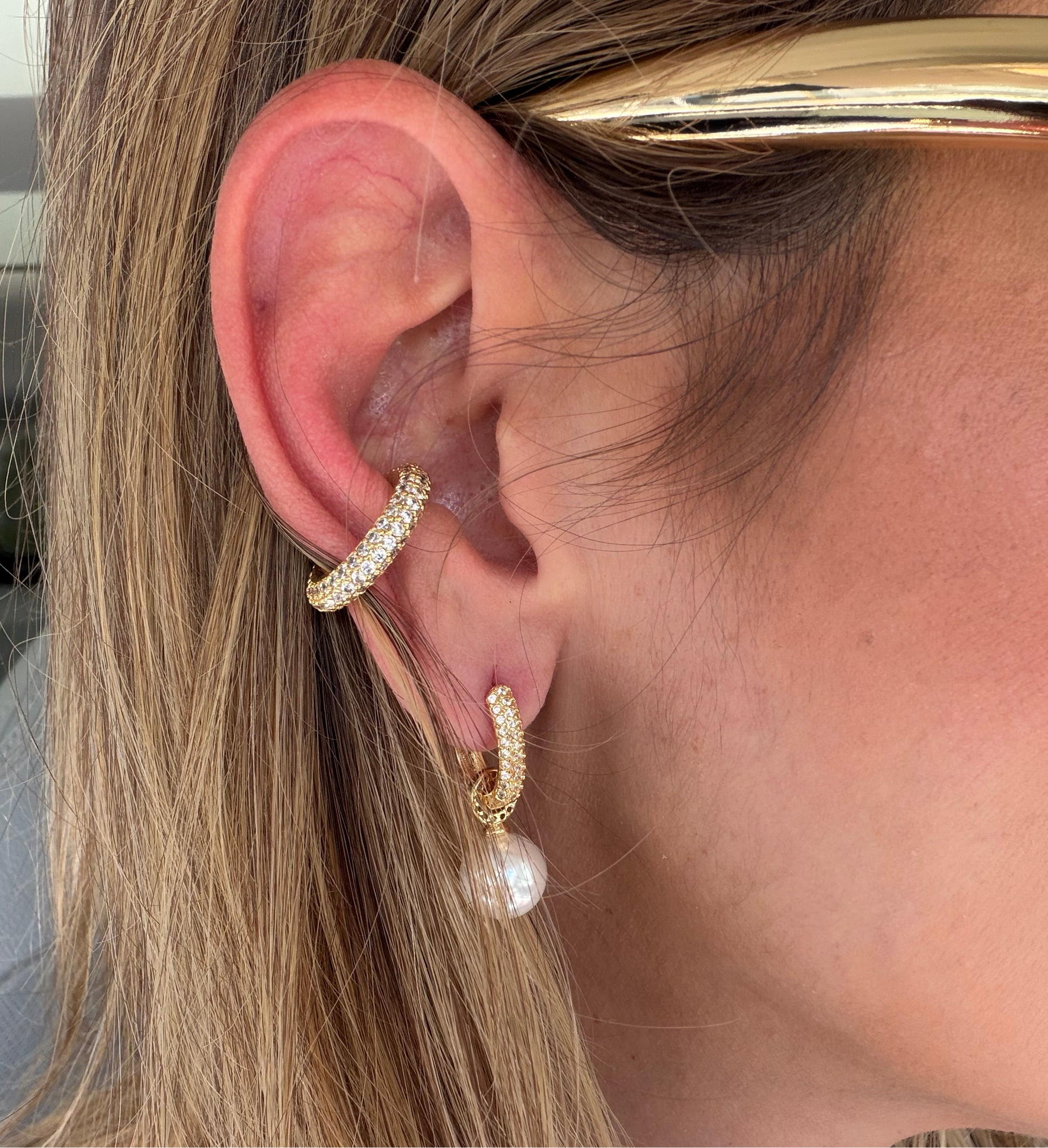 Pearl Glow Zircon Hoops