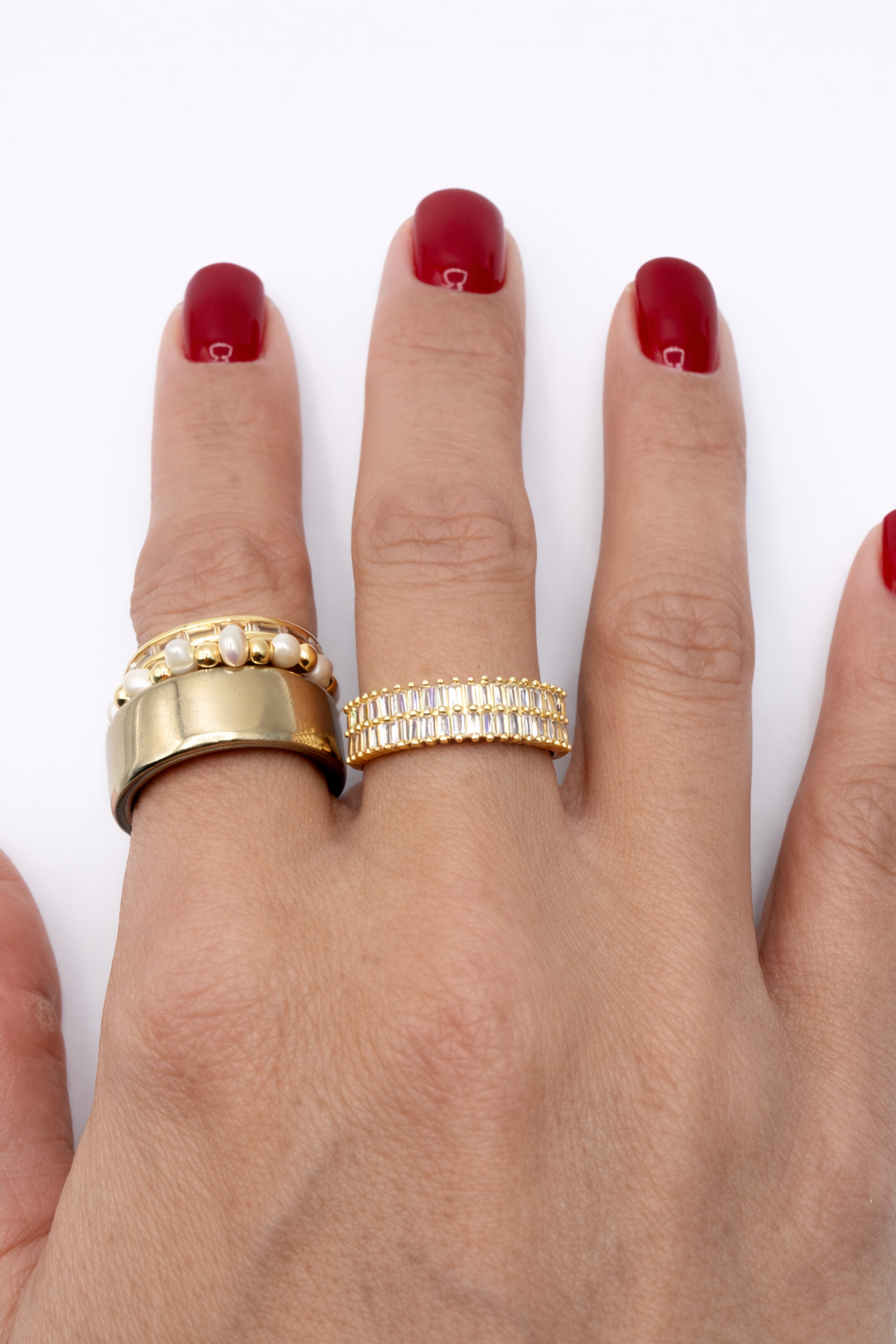 Double Baguette Band Gold Ring