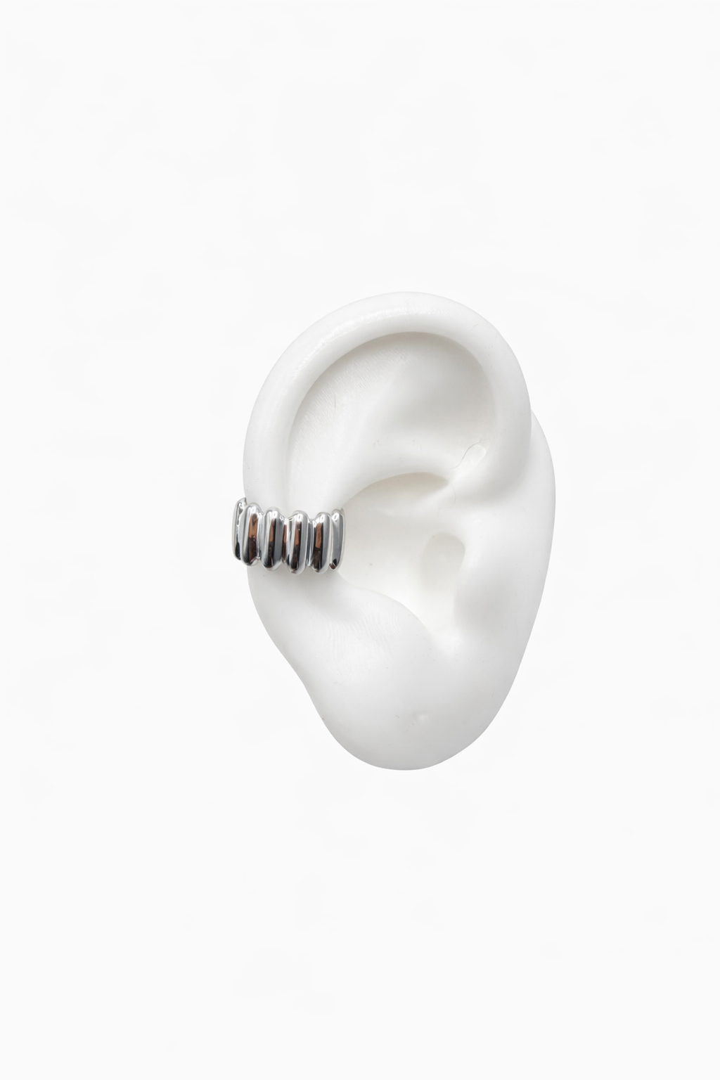 Linear Edge Silver Ear Cuff