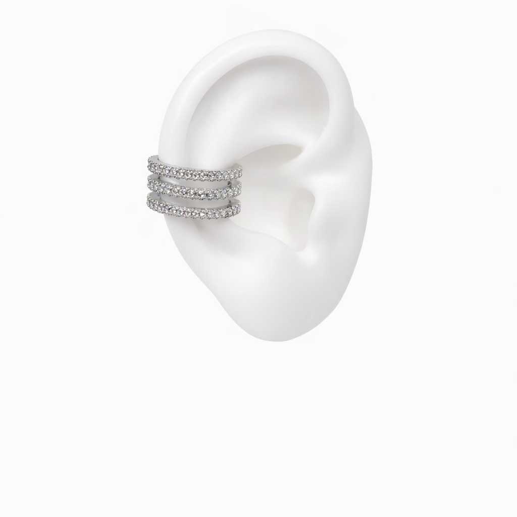 Triple Luxe Silver Ear Cuff
