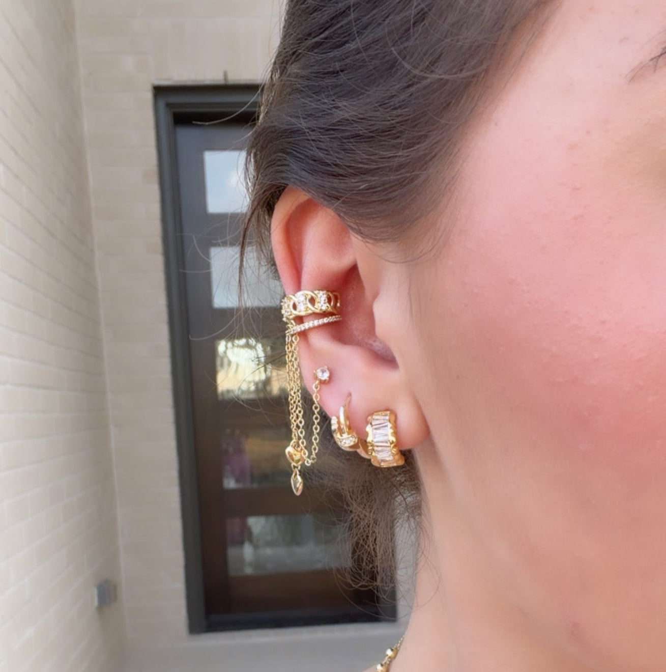 Golden Heart Drop Ear Cuff