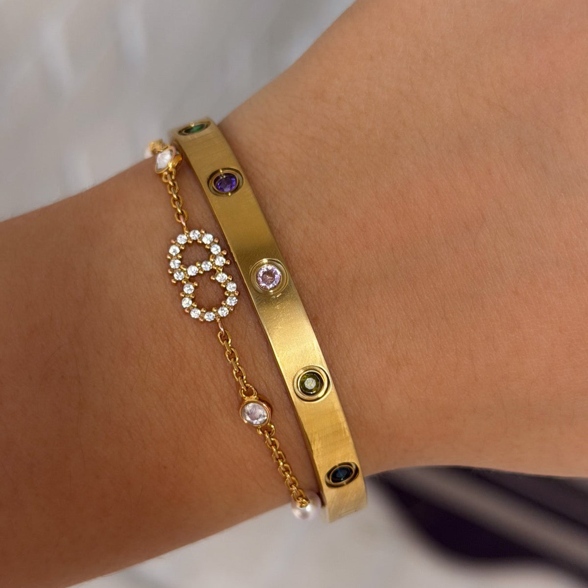 Rainbow Gem Cuff Bangle