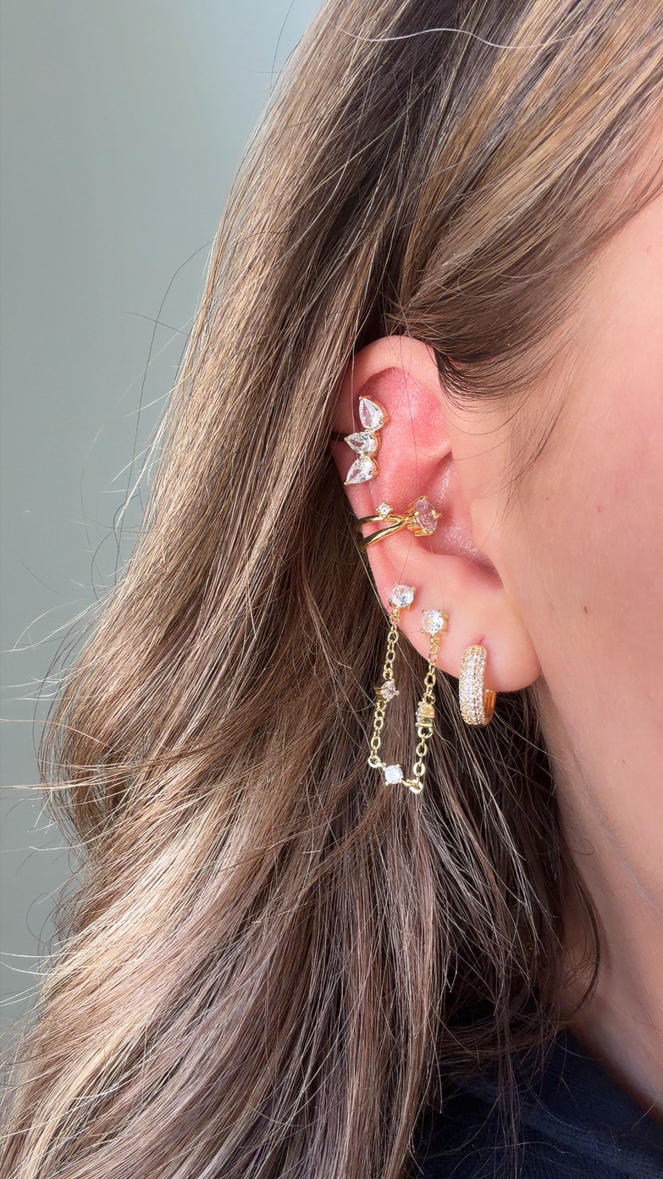 Celeste Pavé Hoops