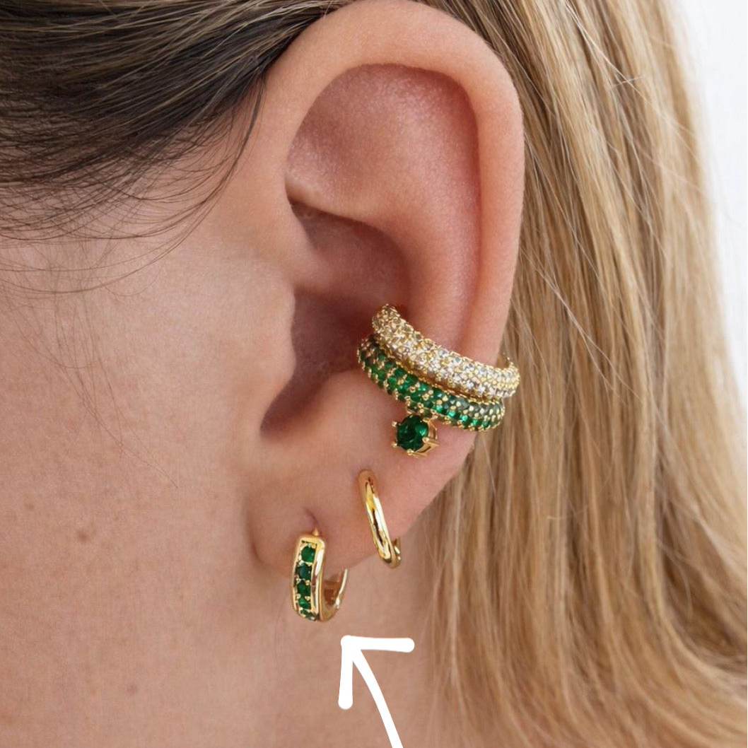 Emerald Glow Medium Hoops