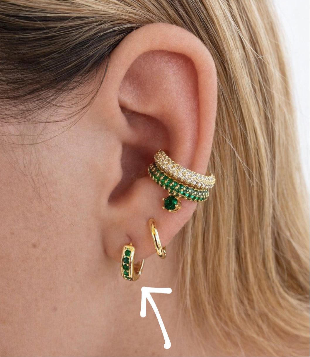 Emerald Glow Medium Hoops