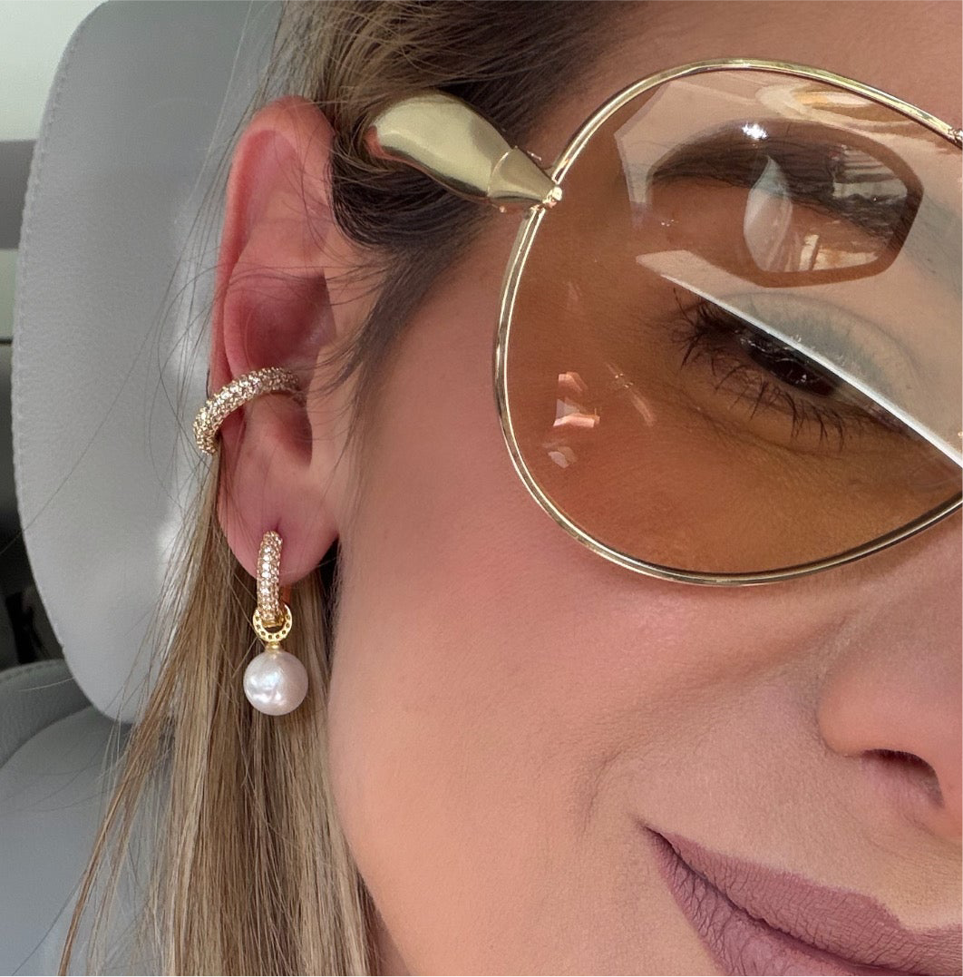 Pearl Glow Zircon Hoops