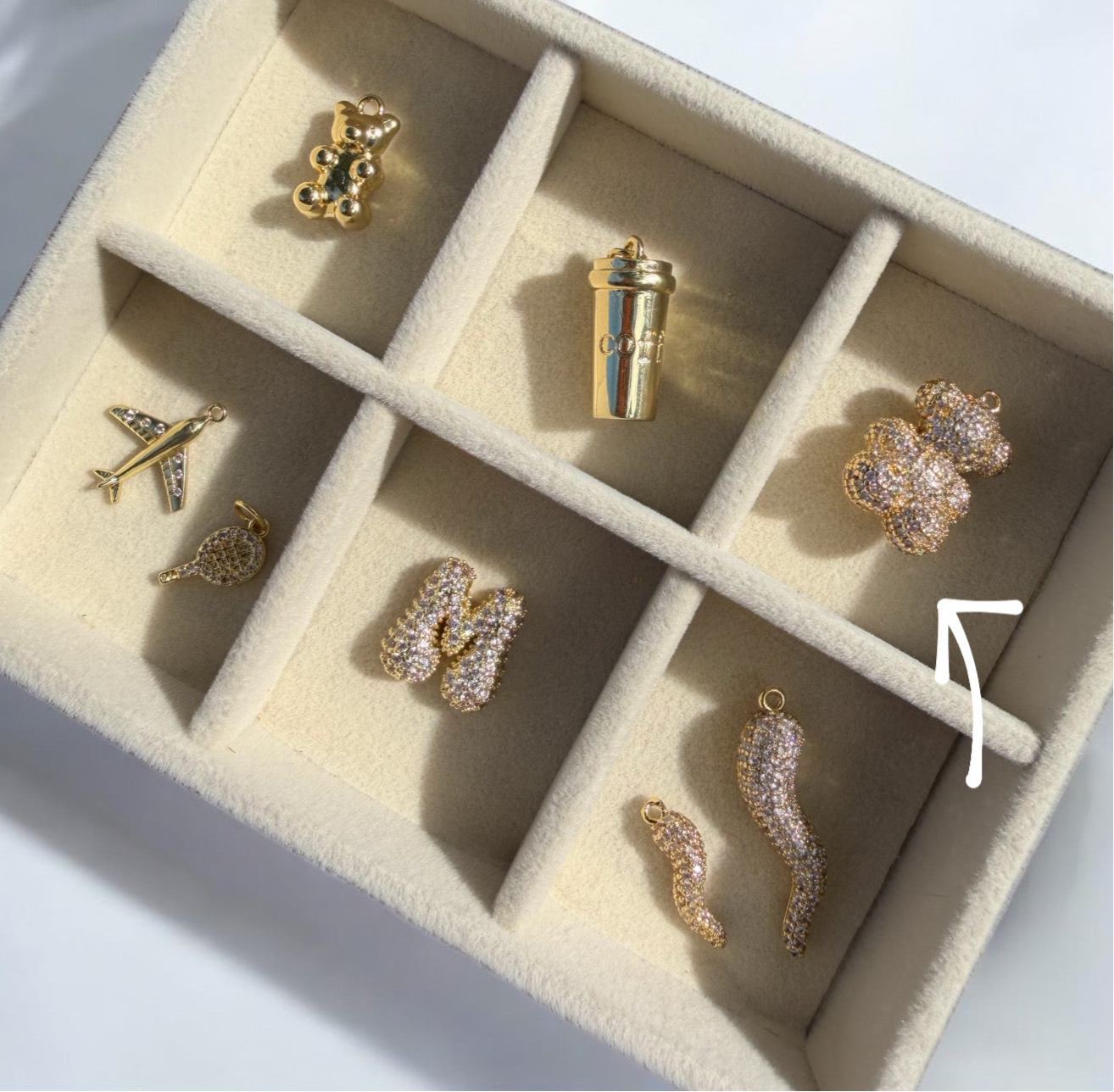 Sparkling Teddy Zircon Charm