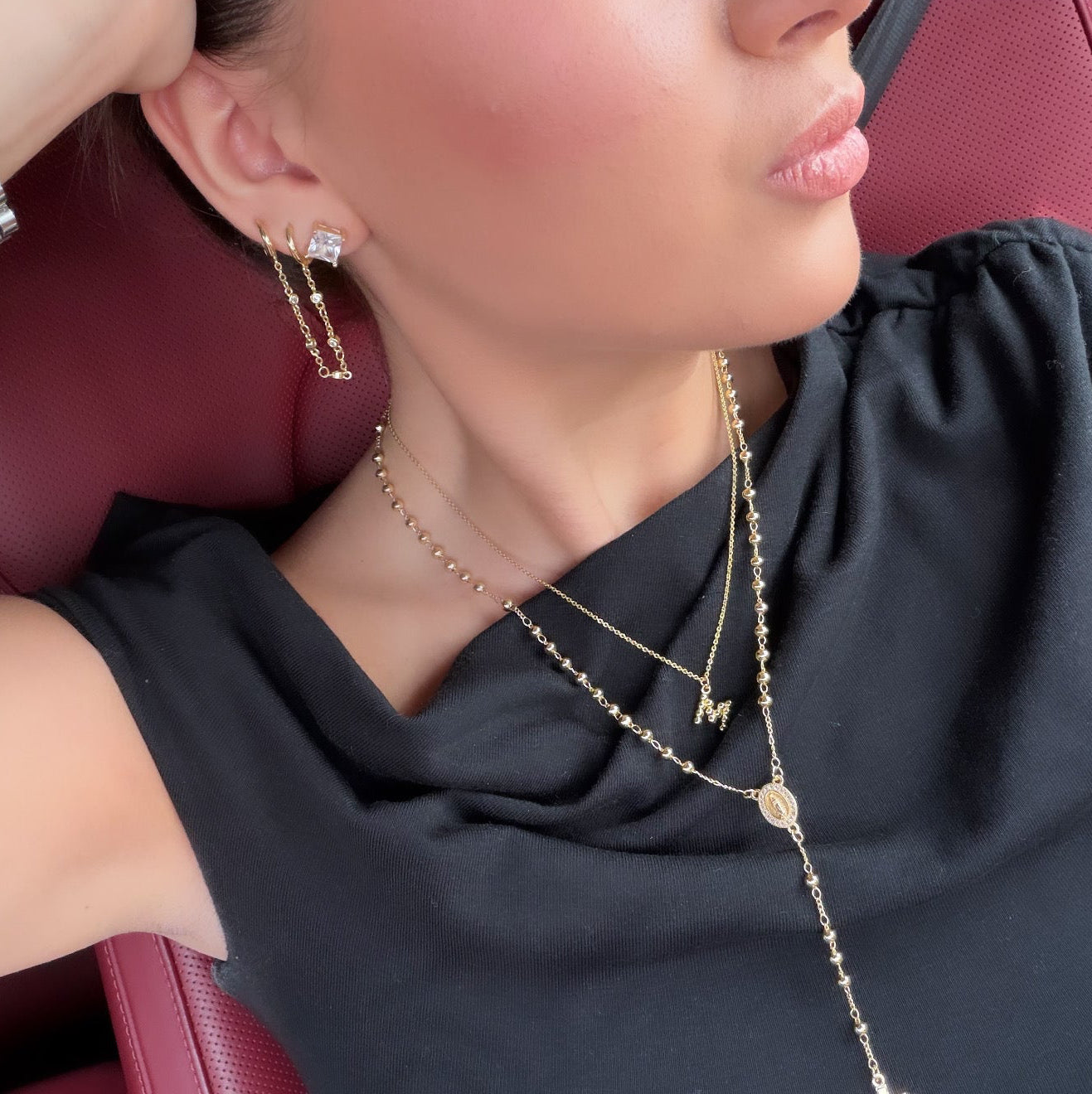 Crystal Chain Double Huggie SET Earrings