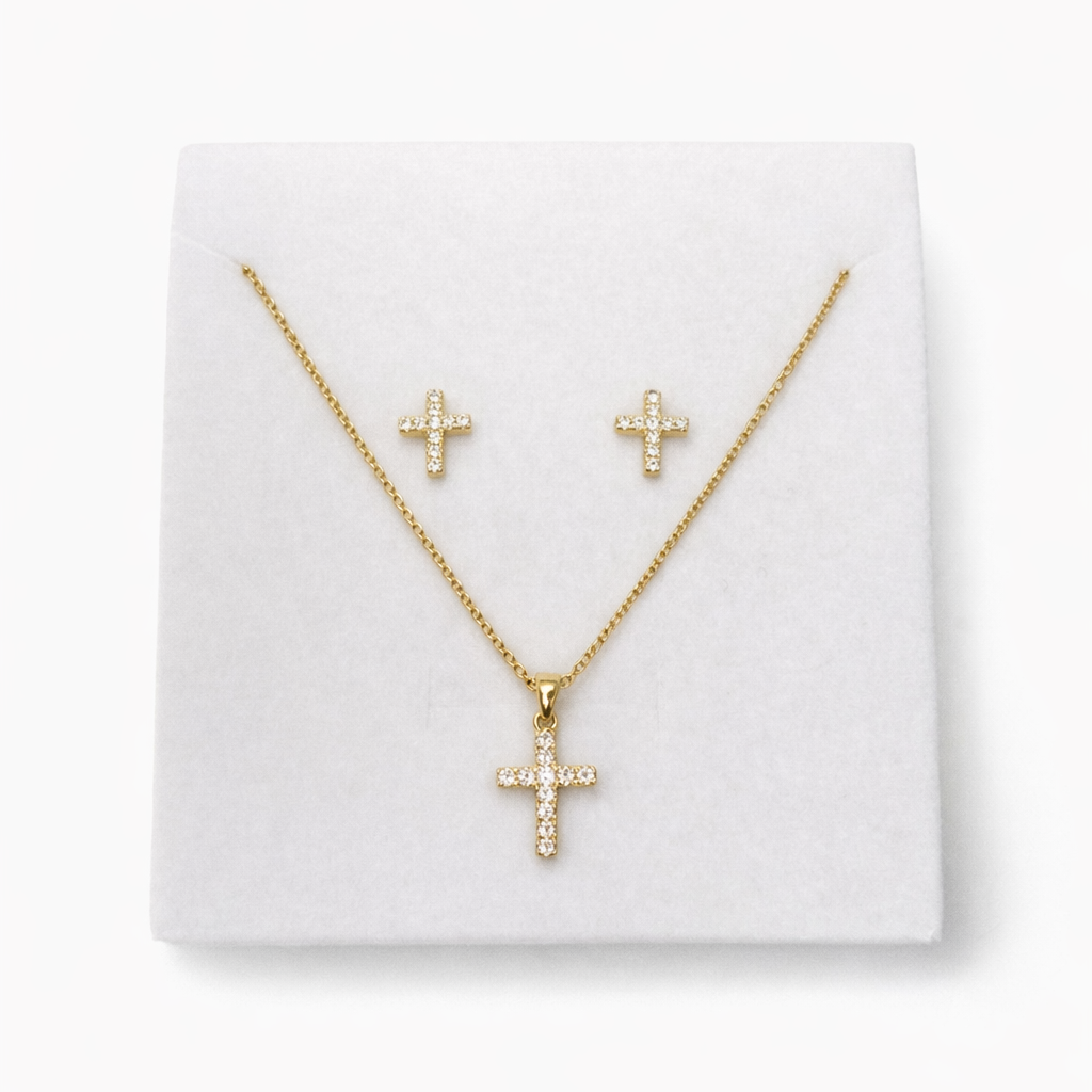 Cross Glow Gold Jewelry Set