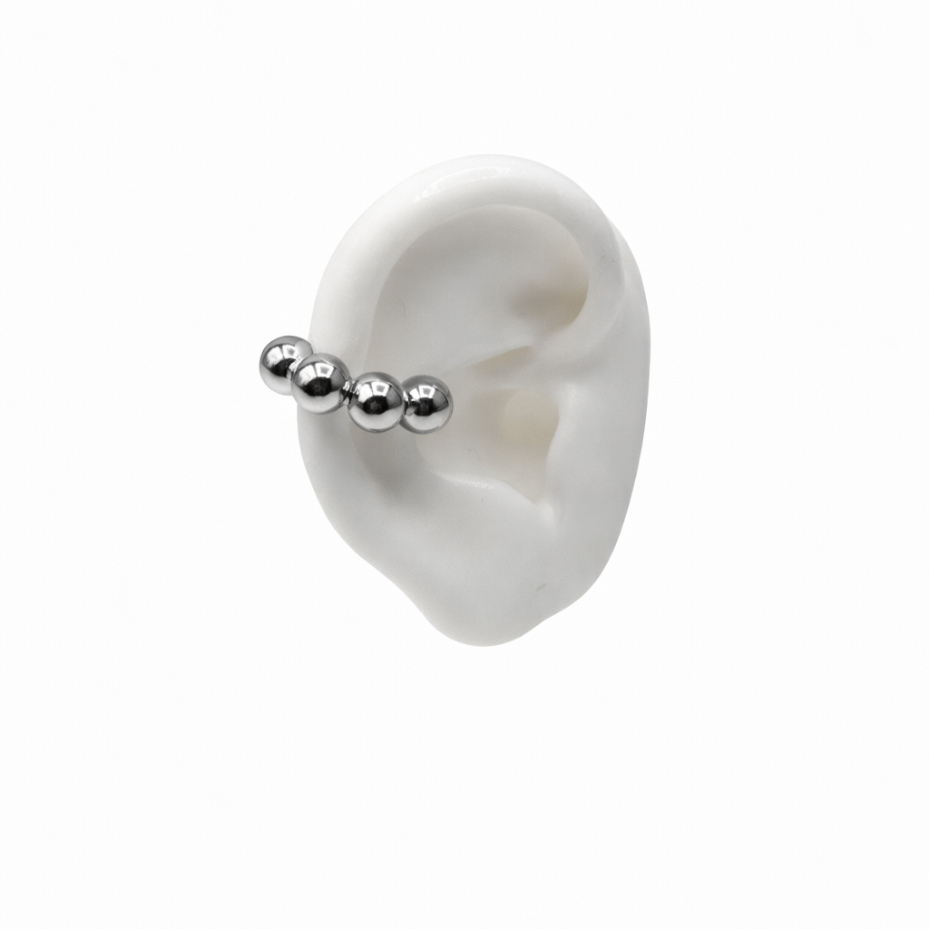 Silver Bead Silver  Ear Cuff