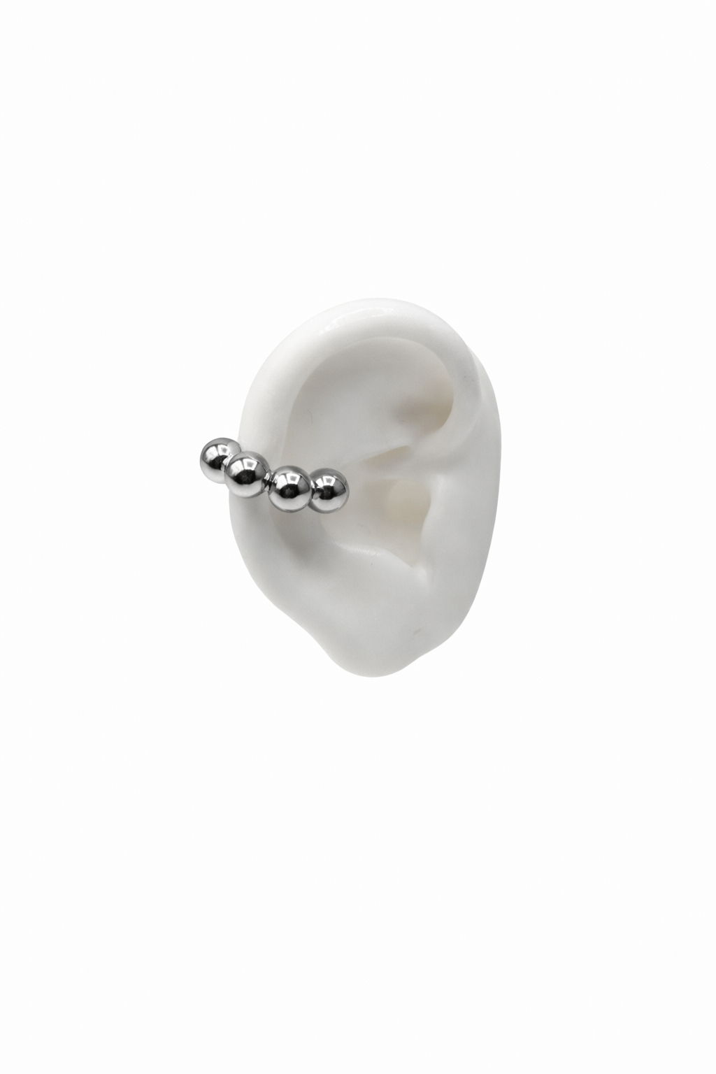 Silver Bead Silver  Ear Cuff