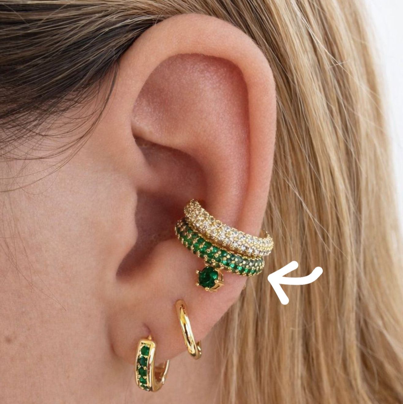 Emerald Glow Ear Cuff