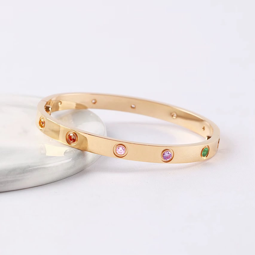 Rainbow Gem Cuff Bangle