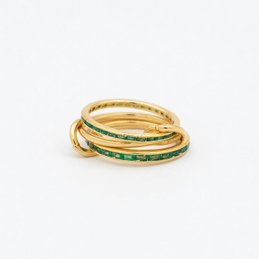 Emerald Orbit Stack Ring