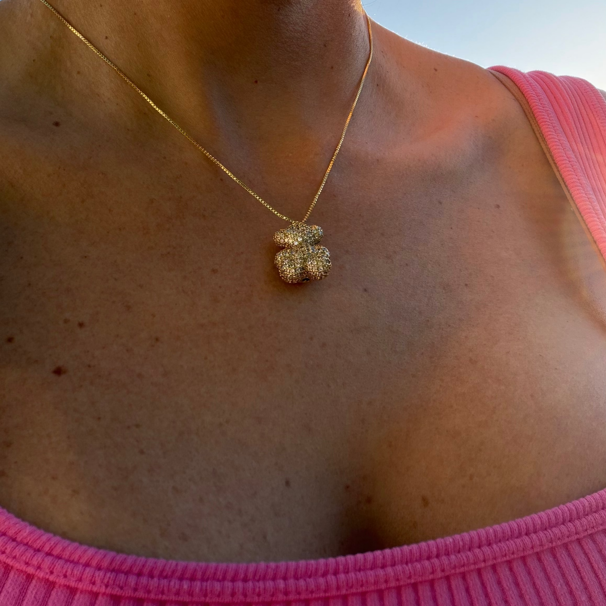 Sparkling Teddy Zircon Charm