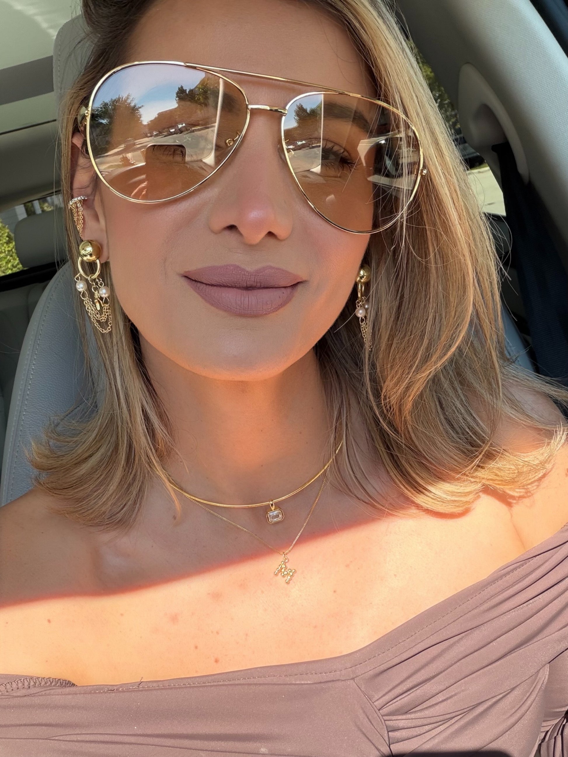 Gold Pearl Chain Drop Earrings