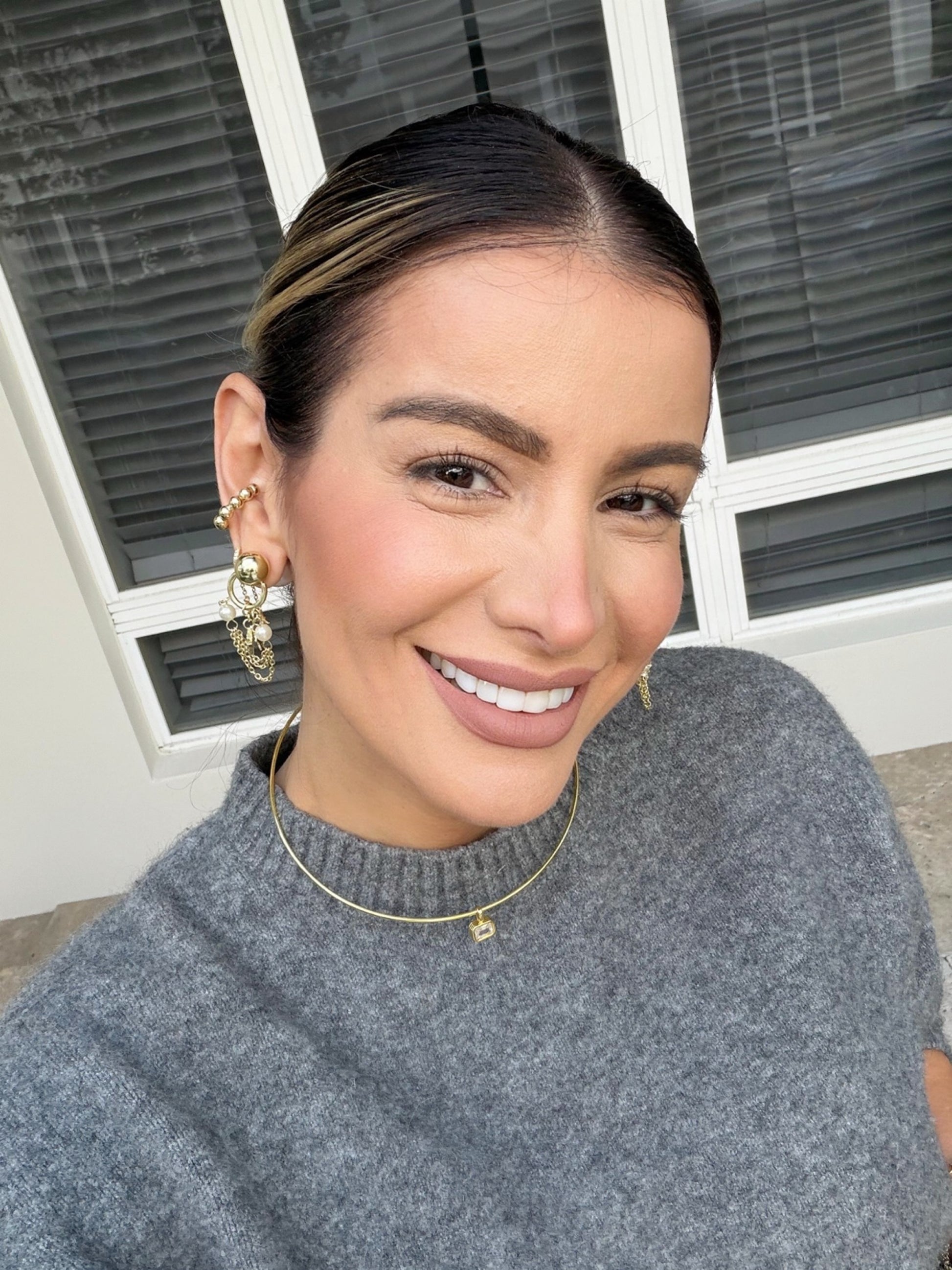 Gold Pearl Chain Drop Earrings