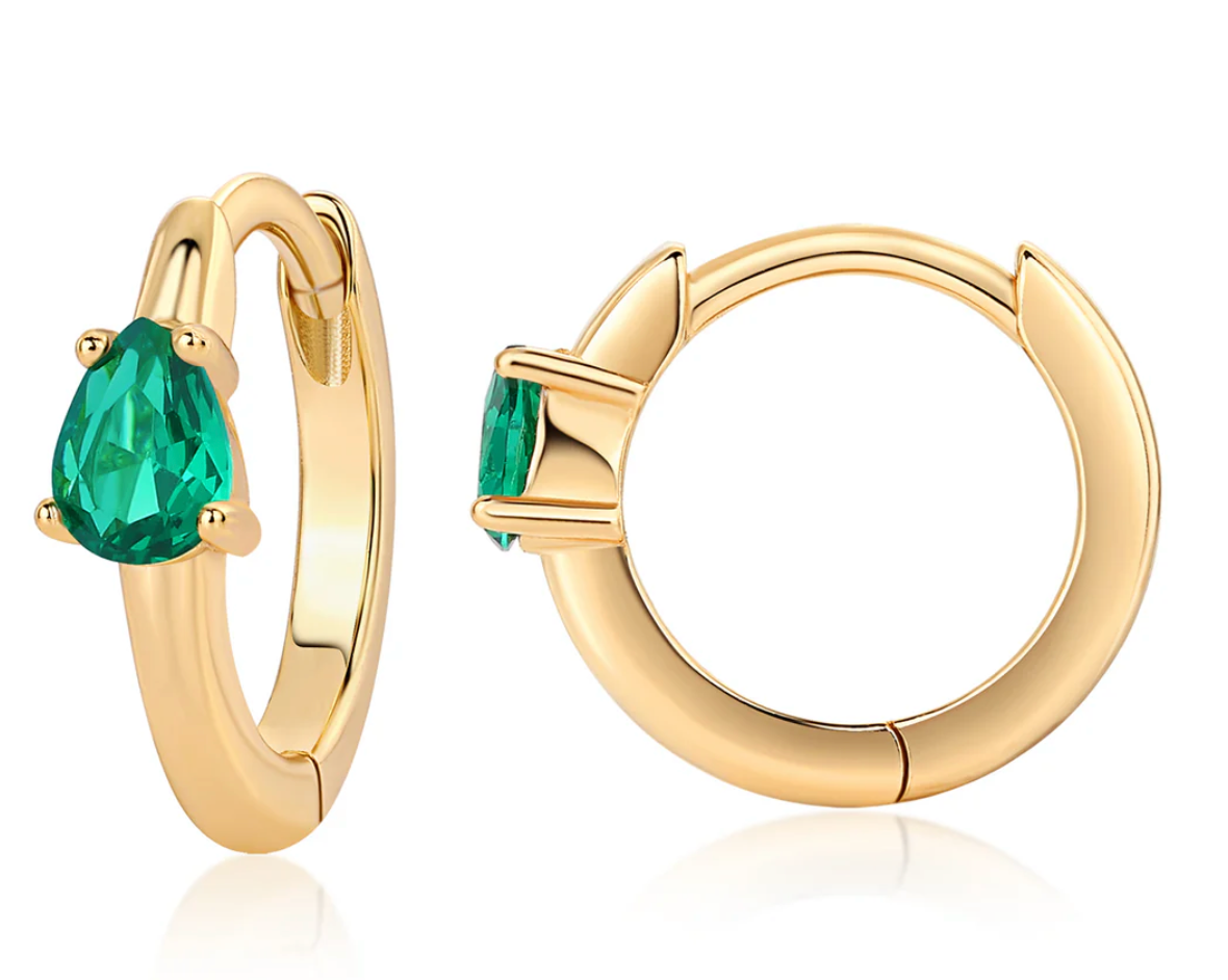 Emerald Drop Earring Hoops