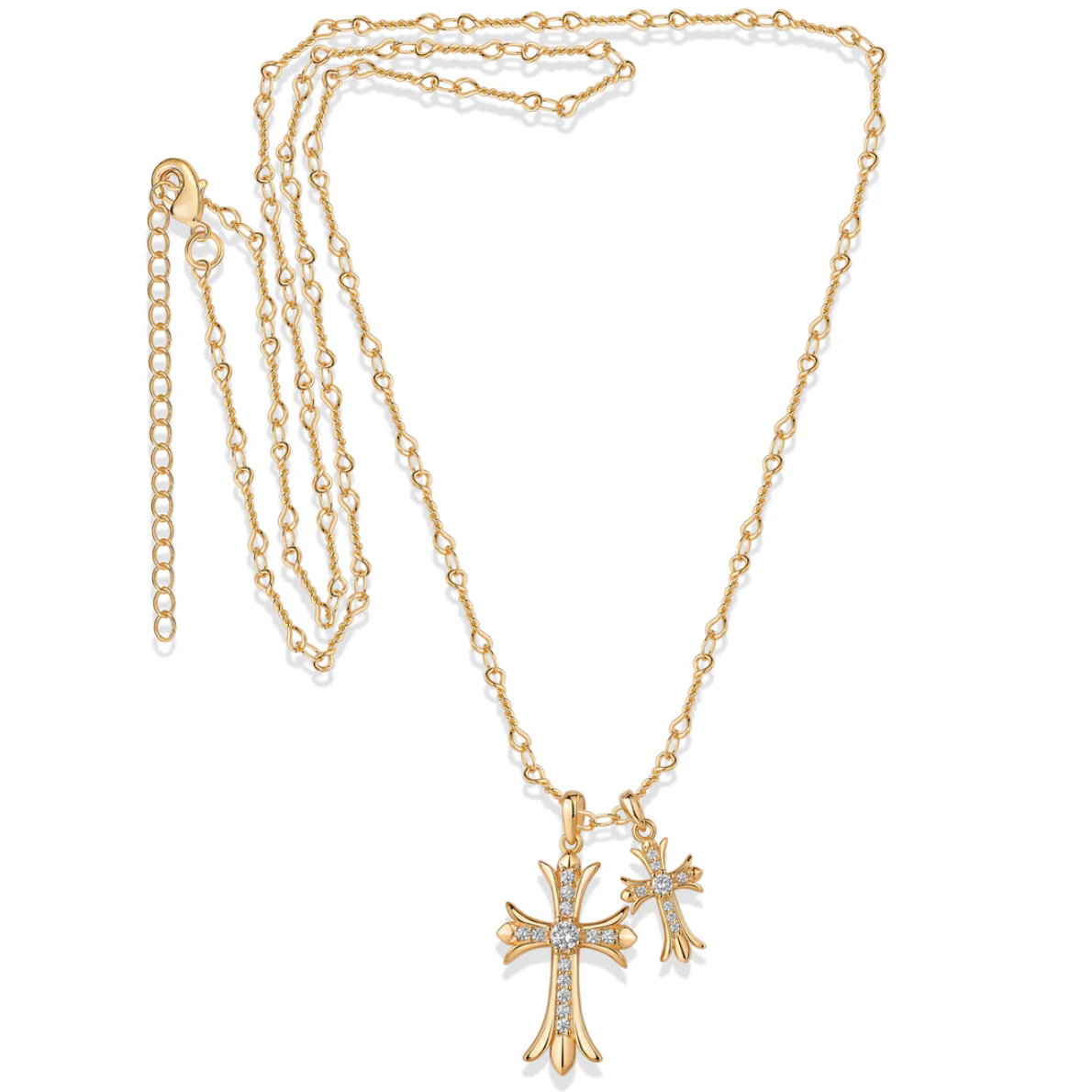 Double Faith Cross Necklace