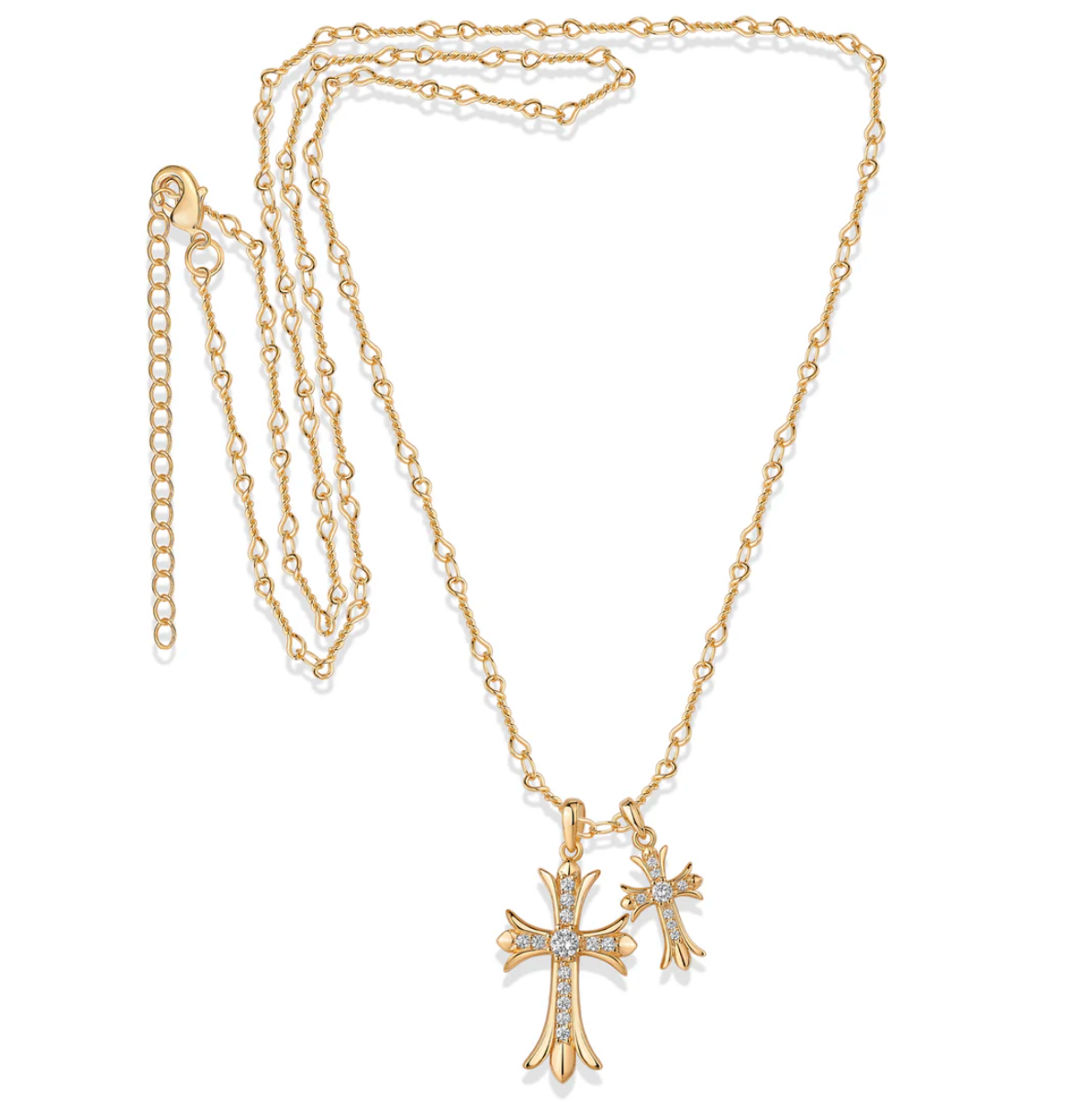 Double Faith Cross Necklace