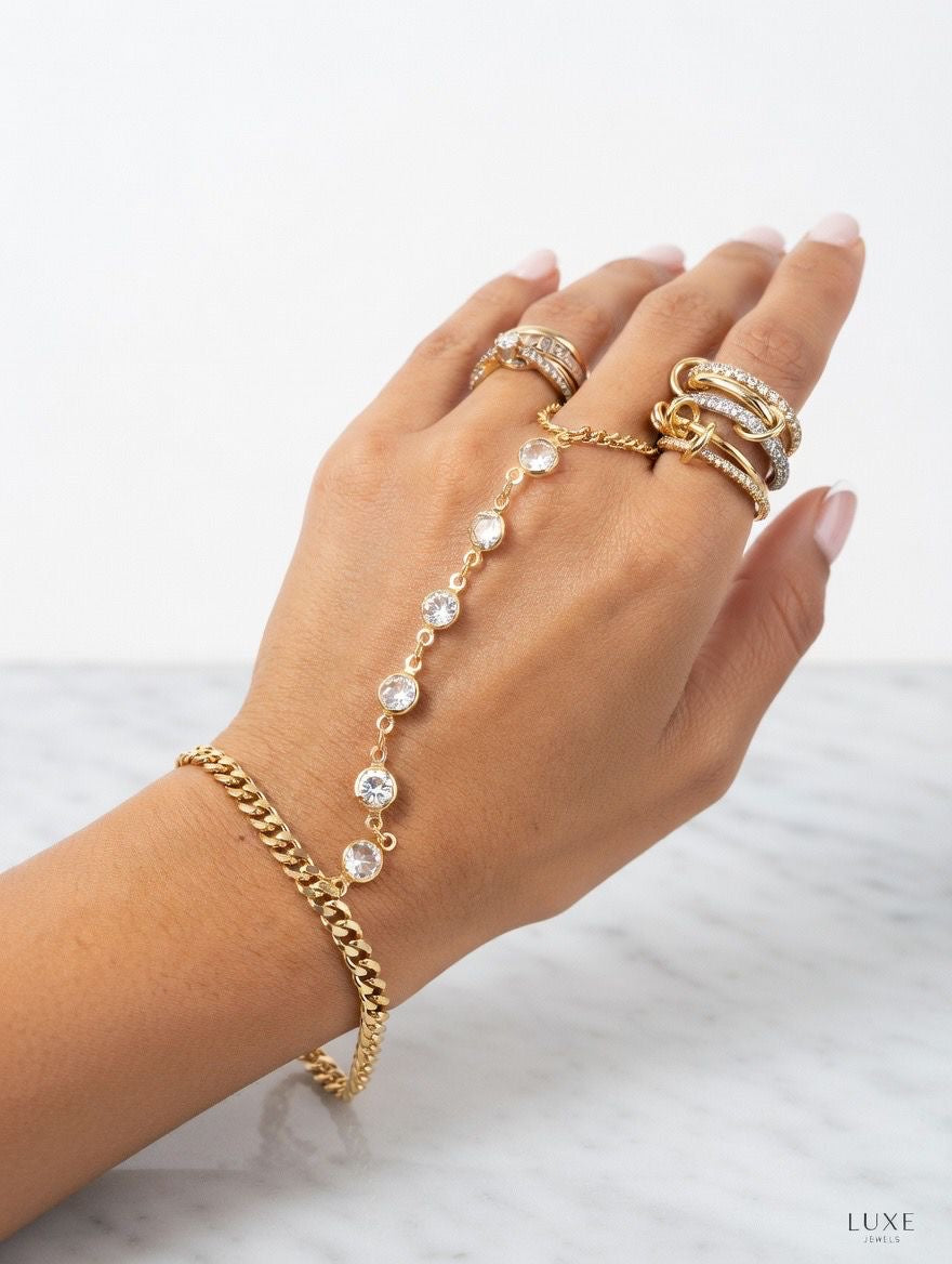 Drop Chain Hand Bracelet