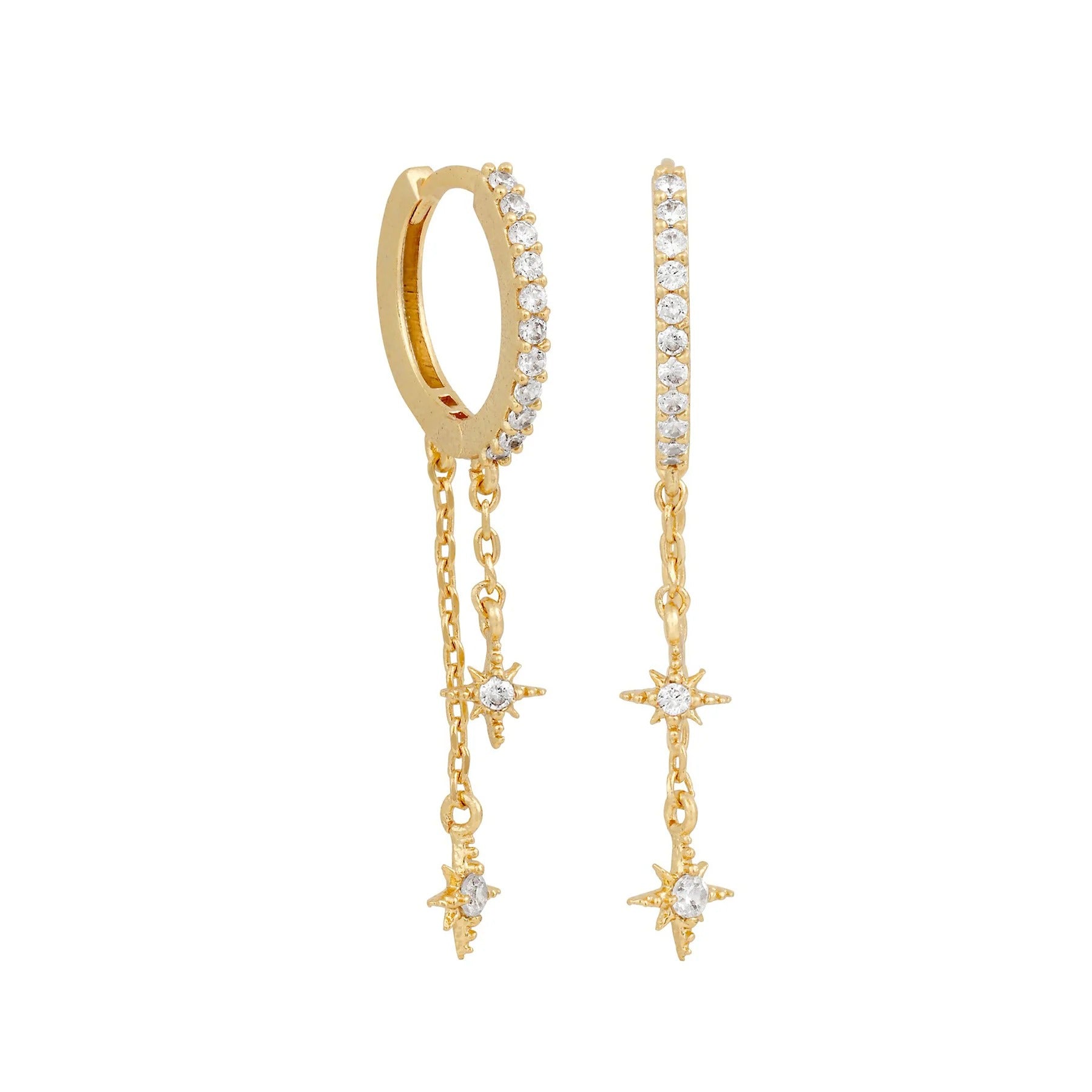 Starlight Drop Chain Huggie Earrings