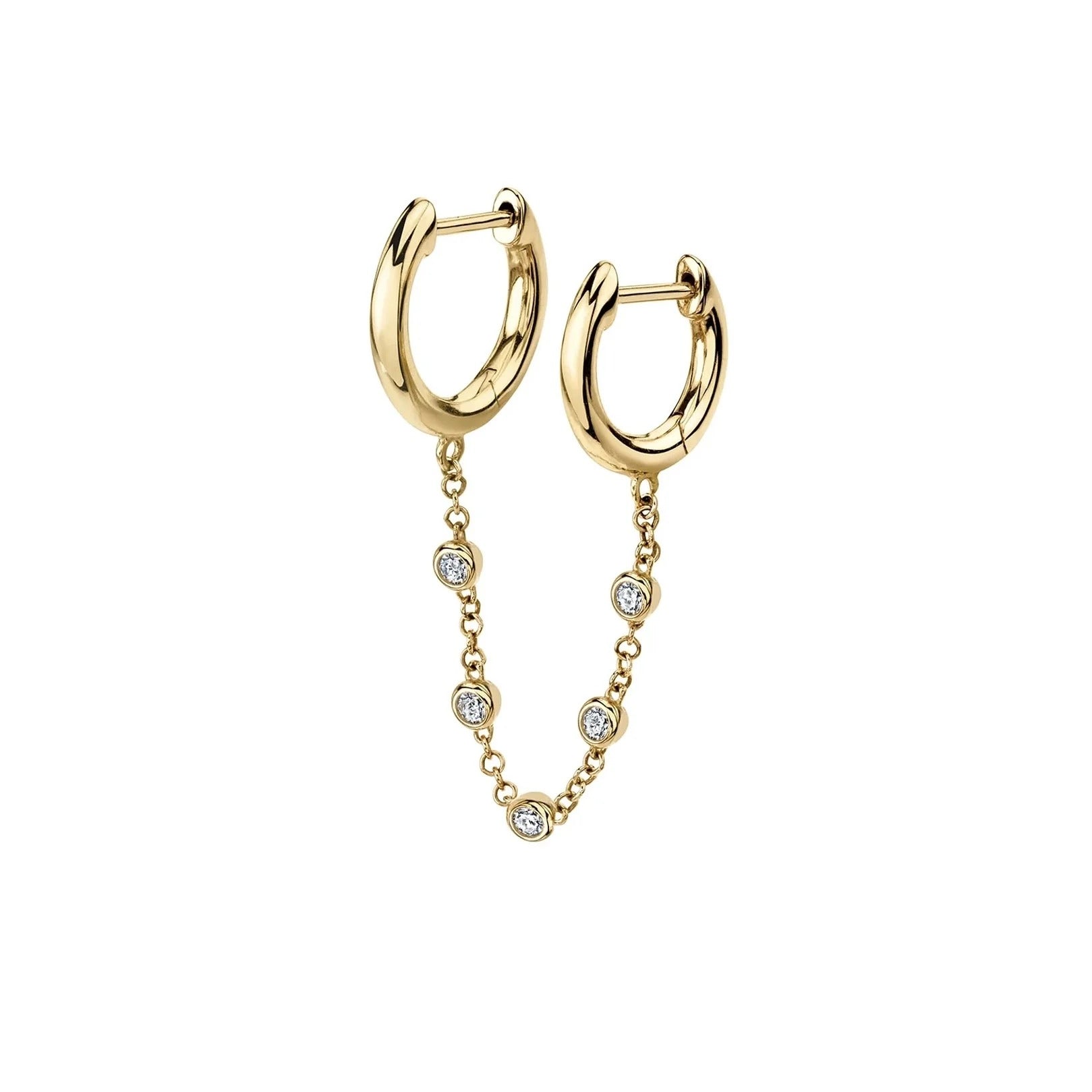 Crystal Chain Double Huggie SET Earrings