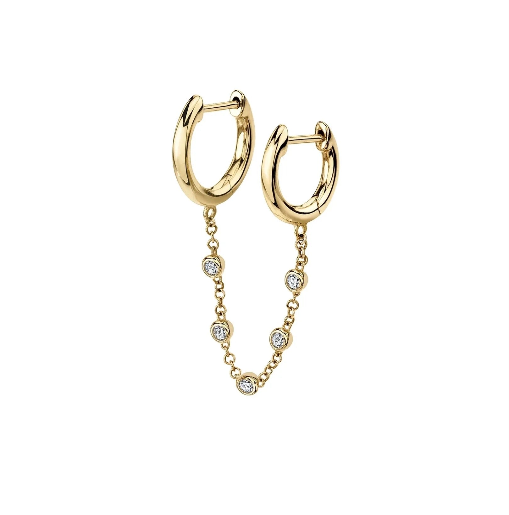 Crystal Chain Double Huggie SET Earrings