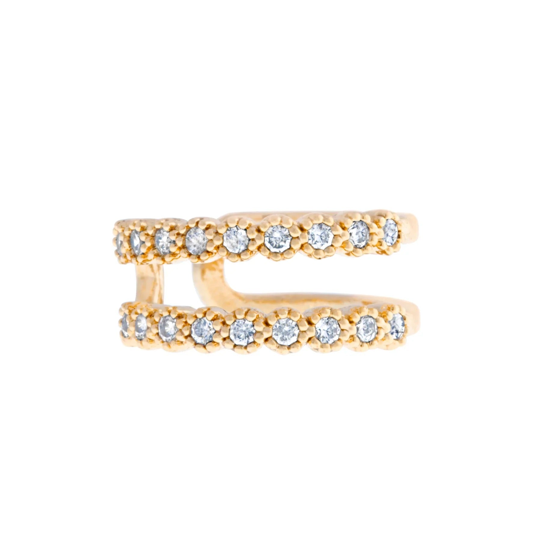 Double Crystal Row Ear Cuff