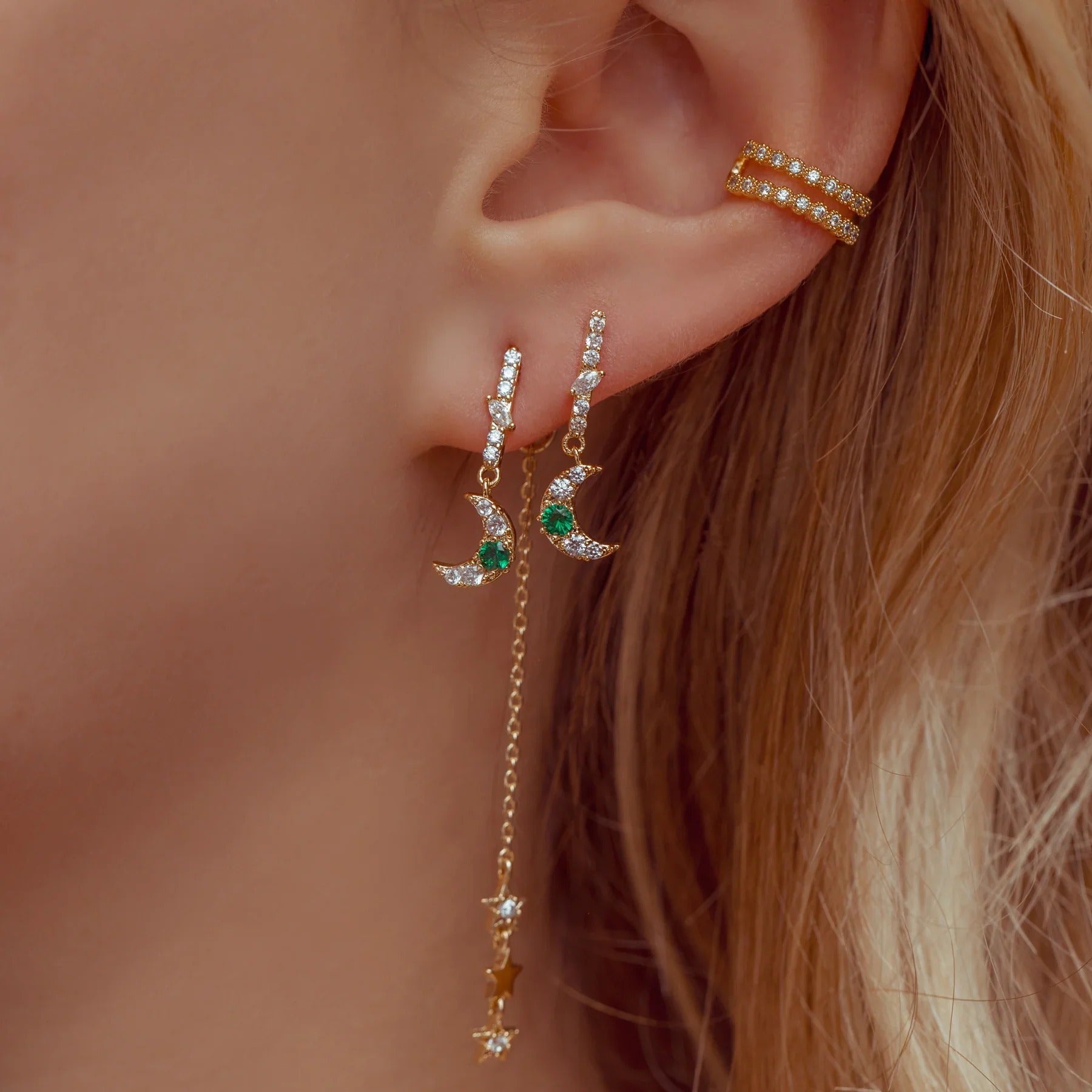 Double Crystal Row Ear Cuff
