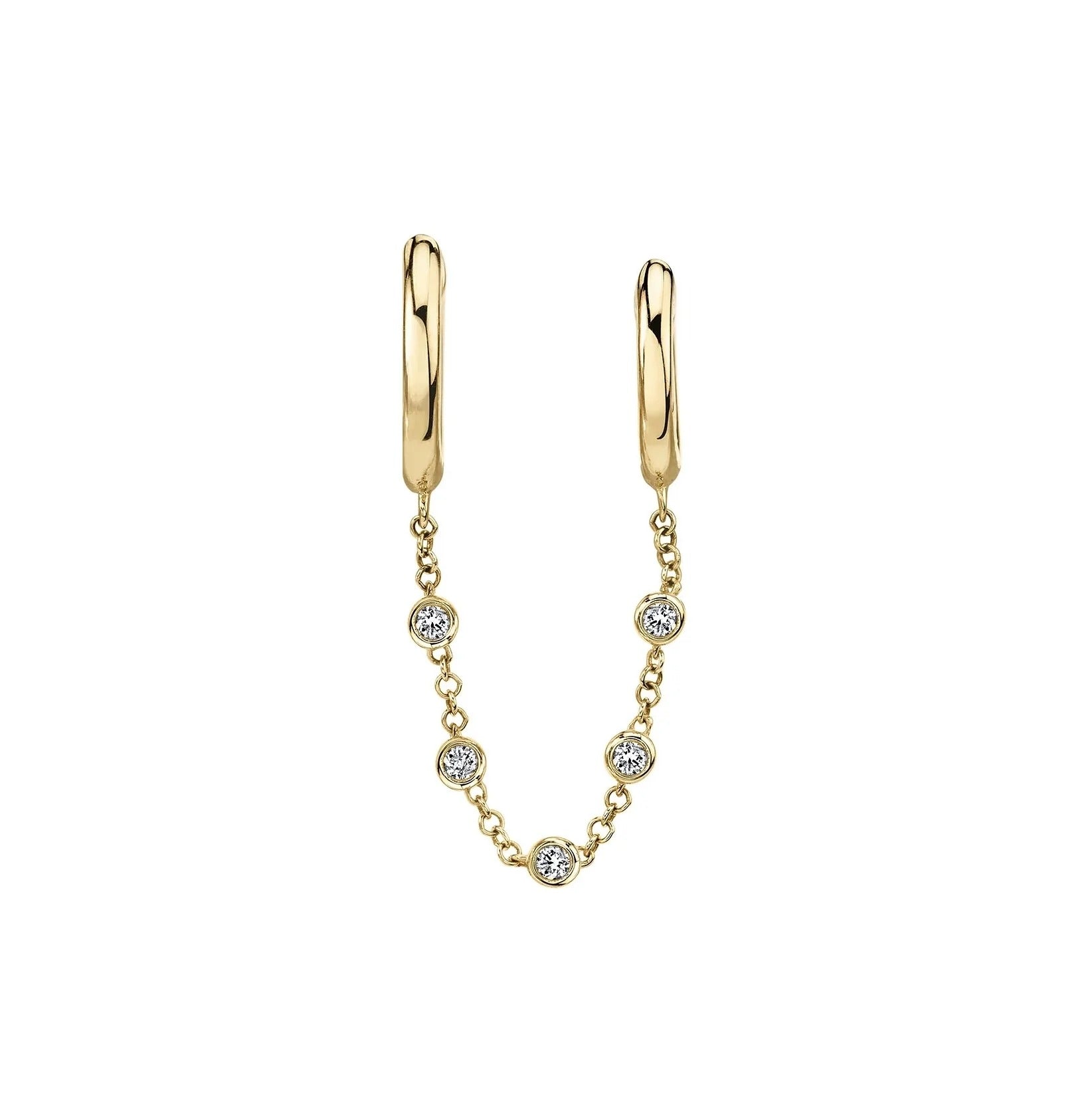 Crystal Chain Double Huggie SET Earrings