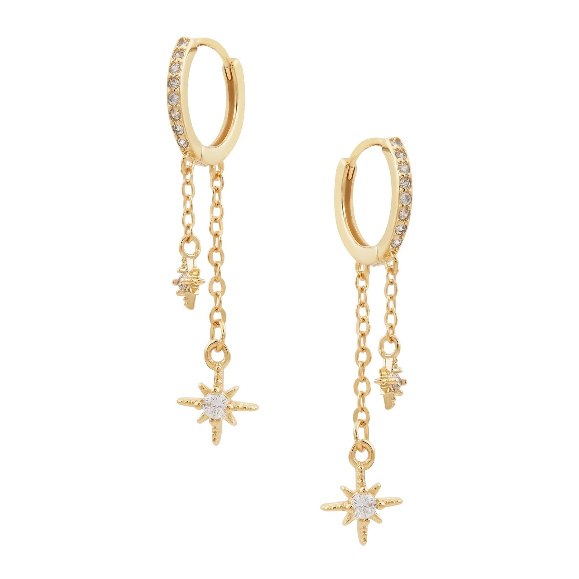 Starlight Drop Chain Huggie Earrings