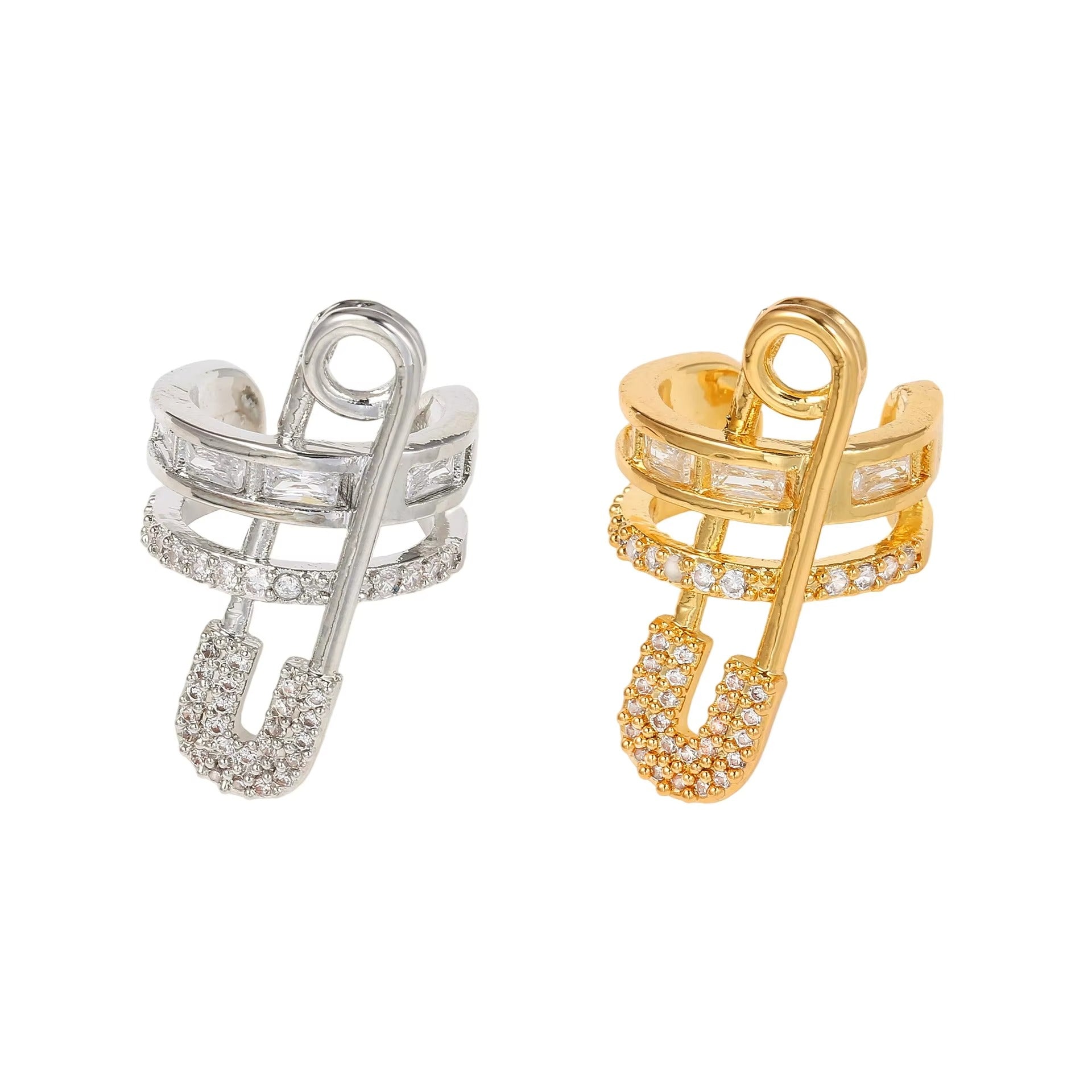 Sparkling Safety Pin Ear Cuff