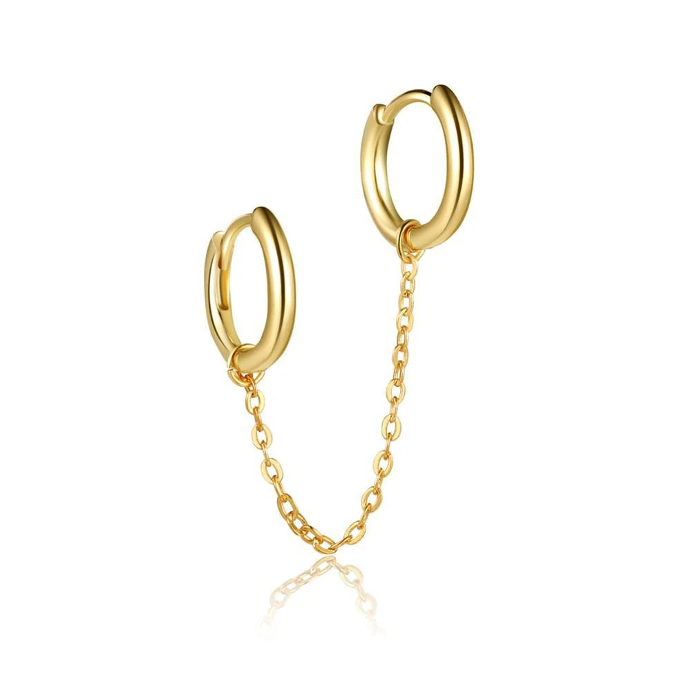 Linked Gold Chain Huggie SET Earrings