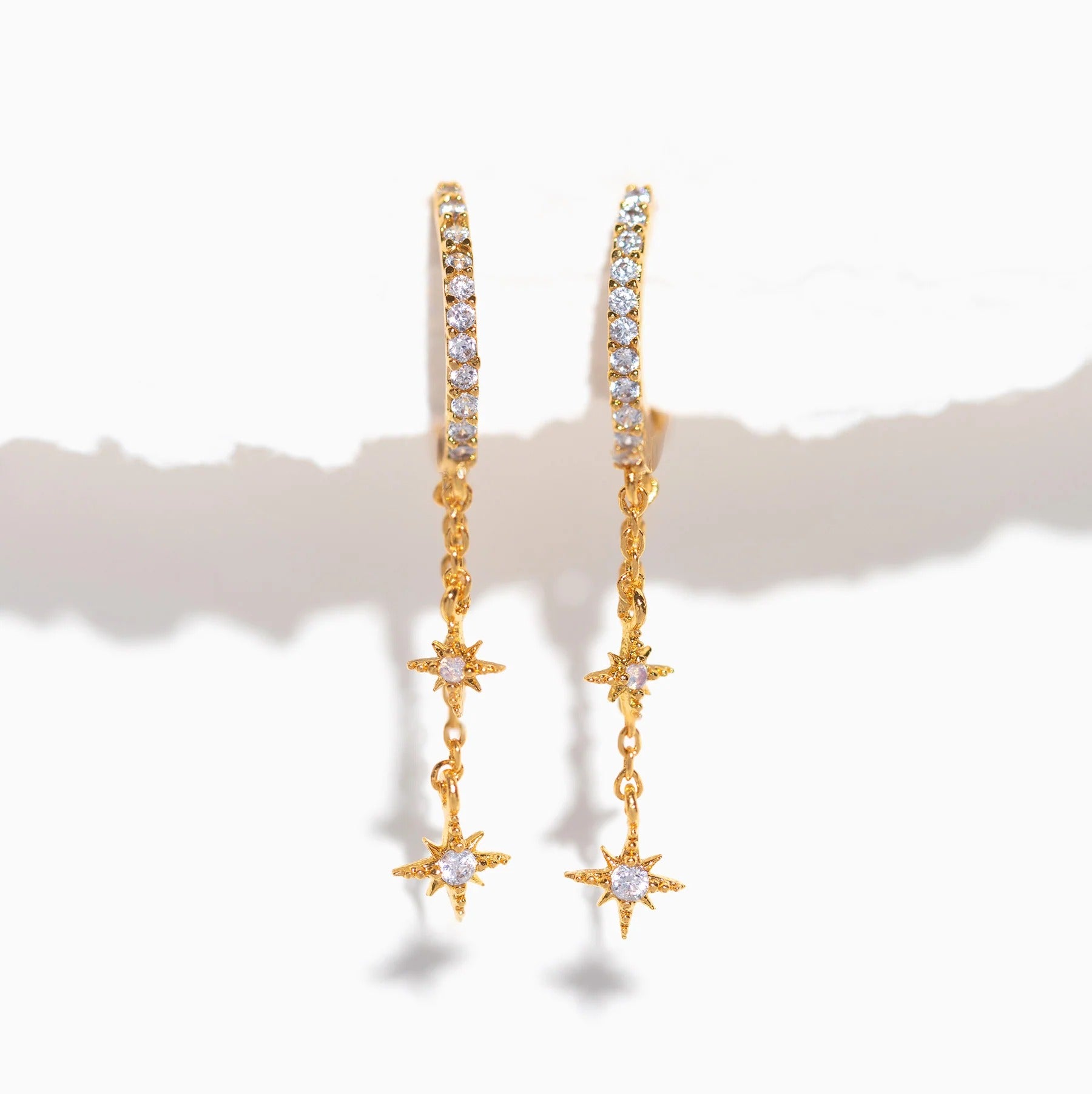 Starlight Drop Chain Huggie Earrings